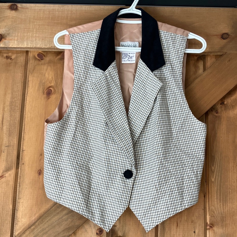 Vintage plaid velvet vest